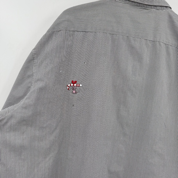 Mili Designs Top Women 2X White Blue Striped Christmas Sequin Long Sleeve Button - Picture 6 of 11